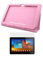 Capa de Couro ROSA Samsung Galaxy Tab 8.9 P7300 + Pelicula